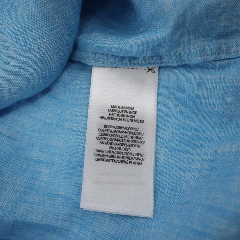NEW Polo Ralph Lauren Linen Button Down Blue Long Sleeve Shirt Mens Large $148